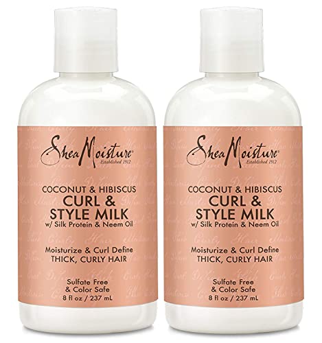 Shea Moisture Coconut & Hibiscus Curl & Style Milk, 8 Fl Oz (Pack of 2)