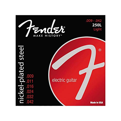 Fender Super 250 Electric Guitar Strings, Nickel Plated Steel, Ball End, 250L .009-.042