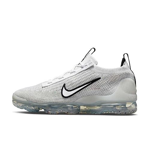 Nike Men's Air Vapormax 2021 Flyknit Sneaker, White/White/Black/Metallic Silver, 8.5