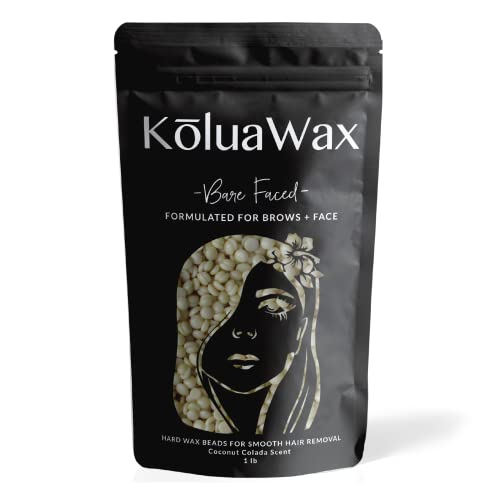 KoluaWax Hard Wax Beads for Hair Removal – Coarse Hair Formula – Face, Brazilian, Underarms, Back Chest, Bikini Waxing – Coconut Colada, 1lb Refill for Wax Warmers & 10 Large Applicator Sticks