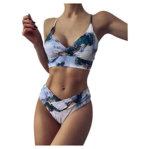 Easter Sunday Navy Blue Swimsuit 2 Piece Womens Swimsuits Tummy Control Two Piece Swimsuit for Women 2024 2 Piece Built in Shorts Ladies Swimsuits Tummy Control Tankini with Shorts for Older Women