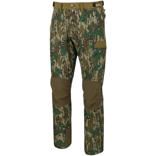 Drake Waterfowl Men's Tech Stretch Turkey Breathable Lightweight Moisture-Wicking Adjustable Waist Camouflage Hunting Pants, Mossy Oak Green Leaf, Medium