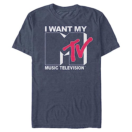 MTV Men's Want Logo T-Shirt, 4X-Large, Navy Heather