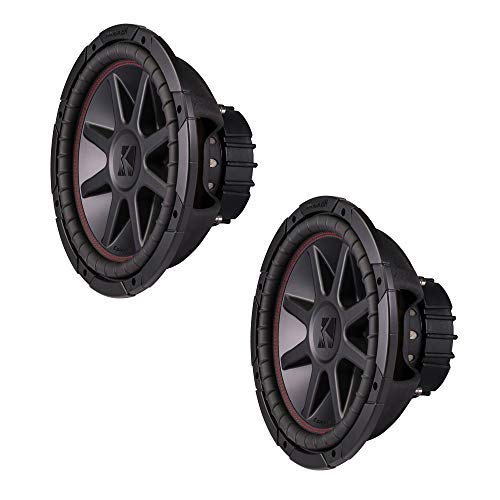 Kicker 43CVR122 CompVR 12 Inch 1600 Watts 2 Ohm Dual Voice Coil Car Audio Subwoofers with Santoprene Surround and Progressive Roll Spider, Pair