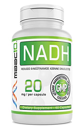 MAAC10 NADH 20mg Each 60 Capsules for Energy, Fatigue, Mental Focus, Immune & NAD+ Longevity Support | Pharmaceutical Grade 99% Pure NADH.