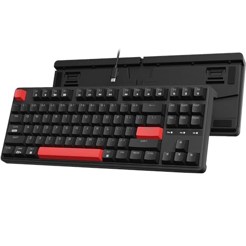 Keychron C3 Pro QMK/VIA Custom Gaming Keyboard, Programmable 87 Keys Compact TKL Layout Gasket Mount, Red LED Backlight Wired Mechanical Keyboard with Red Switches for Mac/Windows/Linux