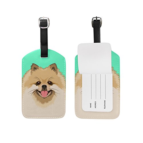 My Daily Pomeranian Dog Luggage Tag PU Leather Bag Tag Travel Suitcases ID Identifier Baggage Label 1 Piece