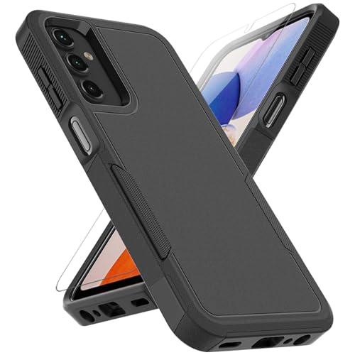 for Samsung Galaxy A15 5G Case: Dual Layer Protective Heavy Duty Cell Phone Cover Shockproof Rugged with Screen Protector - Military Protection Bumper Tough - Samsung Galaxy A15 5G 2024, Black
