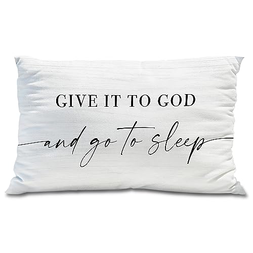 Knibeo Give It to God and Go to Sleep, Decorative Pillows Covers for Bed, Throw Pillows Cover for Bed,12x20 Pillow Cover,Decorative Bed Pillows for Bedroom Room(12x20, White)