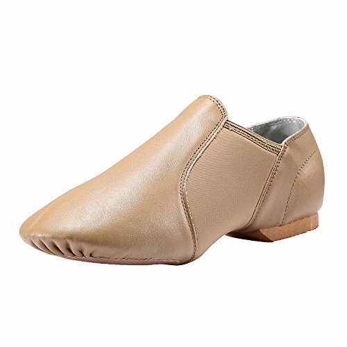 Dynadans Leather Upper Slip-on Jazz Dance Shoe for Women Men's Dance Shoes Brown 7.5M