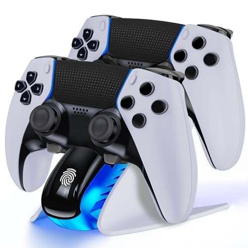 PS5-Controller-Charging-Station Compatible with PS5 Controller/Edge Controller,Fast PS5 Charger Station with Lights Touch Switch,Replacement for Playstation 5 Dual Charging Station-Airplane Design