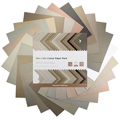 Livholic 48 Sheets Earth Tones Colored Card Stock Printer Paper 120gsm 32lb 12x12 inch Cardstock Paper Assorted Colors for Cricut Maker, Hands & Feet School Project