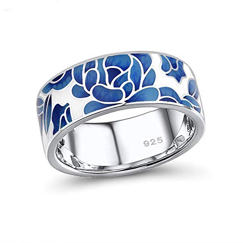 Santuzza Lotus Ring 925 Sterling Silver Enamel Flower Pattern Ring for Women (9)