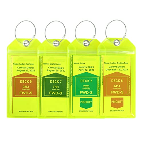 Cruise Luggage Tags for Carnival, Princess, NCL by JOLLYANTS, Vibrant Lemon Yellow Tag Holders & Cruise Lovers Essentials in 2023-2024