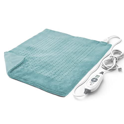 Pure Enrichment PureRelief Ultra-Wide Microplush Heating Pad - 20” x 24” XXL Size & 6 Heat Settings for Temporary Neck, Shoulder & Back Pain Relief - Moist Heat Option & Machine Washable (Sea Glass)