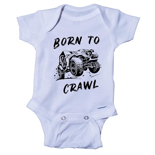 INK TRENDZ Born to Crawl 4x4 Off Road Mudding Truck Baby One-piece Bodysuit (Black 3-6 Months)