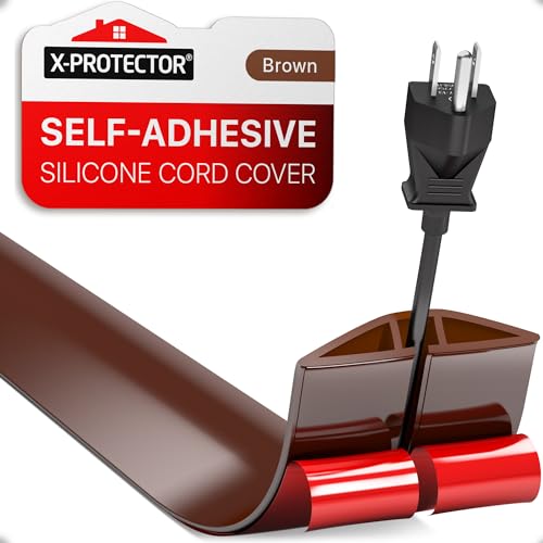 Floor Cord Cover X-Protector – Overfloor 1.52m Silicone Cord Protector – Ideal Extension Cord Cover to Protect Wires On Floor – Self-Adhesive Power Cable Protector (5ft.)