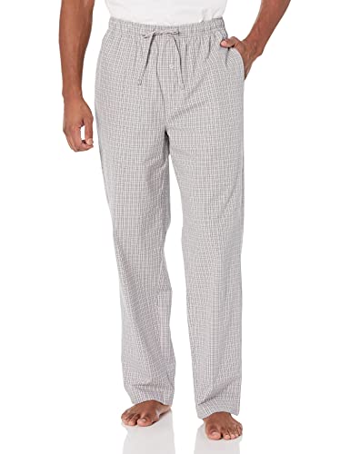 Amazon Essentials Men's Straight-Fit Woven Pajama Pant, Grey Plaid, Small