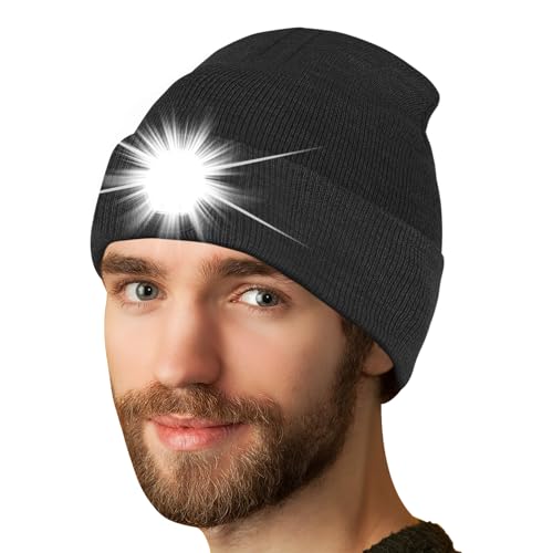 AONYIYI Beanie with Light Birthdays for Men Black Beanies Hats Men Gadgets for Dad Him Boyfriend