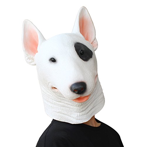 PartyHop - Bull Terrier Mask - Halloween Costume Latex Animal Dog Mask