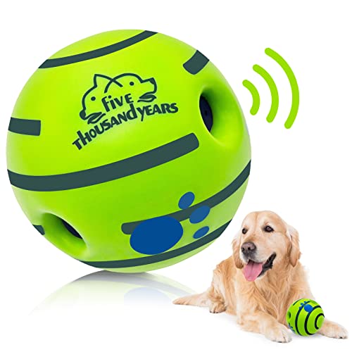 Large Wobble Giggle Dog Ball,Interactive Dog Toys Ball, Squeaky Dog Toys Ball, Durable Wag Chewing Ball for Training Teeth Cleaning Herding Balls Indoor Outdoor Safe Dog Gifts for Medium Large Dogs
