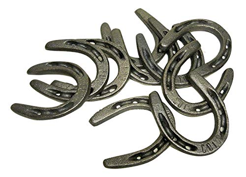 Cast Iron Set of 20 Horseshoes by Carver's Olde Iron for Decoration and Crafts, Pony Size, 3 1/2' T x 3' W
