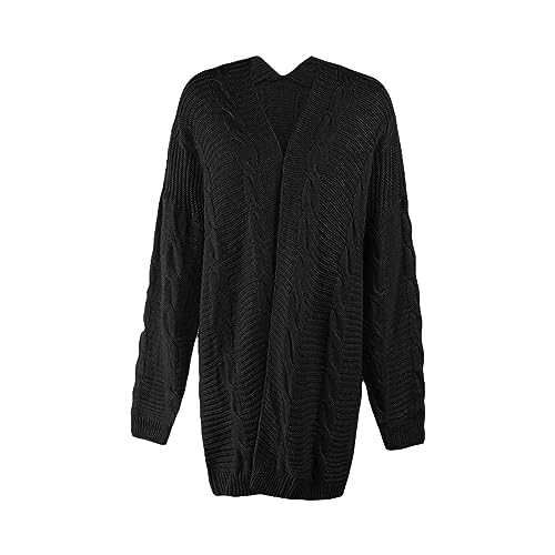 Discount - Low to high Long Cardigan for Women Oversized Sweater Solid Color Mid Length Coarse Sweater Sweater Women Cardigan (5-Black, XXXL)