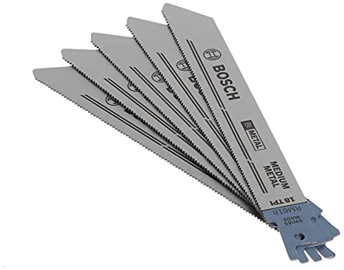 BOSCH RM618 6-Inch 18T Metal Cutting reciprocating Saw Blades - 5 Pack , Blue