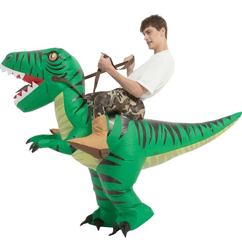 tasanor Dinosaur Costumes for Adults,Inflatable Costume Adult,Blow Up Ride Raptor Costume,Halloween Costumes for Men Women (72INCH)