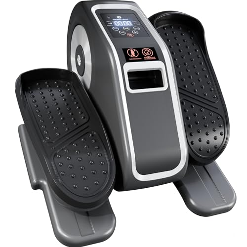 Under Desk Elliptical Machine - Electric Seated Foot & Leg Pedal Exerciser & Seniors - LCD Display Monitor, Manual & Electric Modes,12 Adjustable Speeds, Forward & Reverse Directions & Remote Control