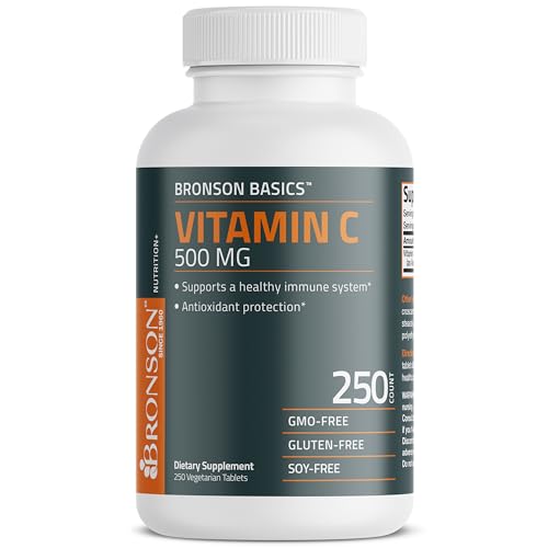 Bronson Vitamin C 500 MG Supports a Healthy Immune System & Antioxidant Protection, Non-GMO, 250 Vegetarian Tablets