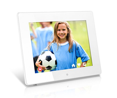 Aluratek 8 Inch WiFi Digital Photo Frame with Touchscreen IPS LCD Display and 8GB Built-in Memory,White