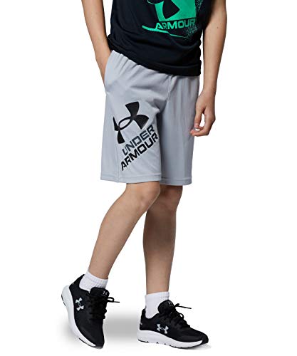 Under Armour boys Prototype 2.0 Logo Shorts , Mod Gray (011)/Black , Youth Medium