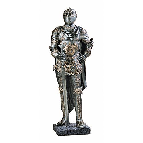 Design Toscano CL4256 King's Guard Knight Medieval Armor Decor Gothic Statue, 39 Inches Tall, Handcast Polyresin, Metallic Finish