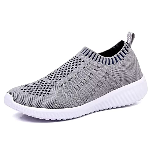 TIOSEBON Women's Athletic Walking Shoes Casual Mesh-Comfortable Work Sneakers 7 US Gray