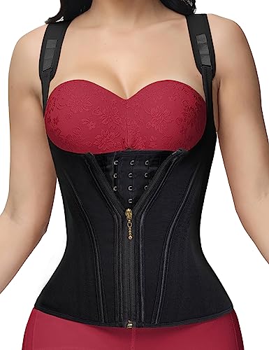 SHAPSHE Waist Trainer for Women, Tummy Control Sports Girdle, Workout Body Shaper with Adjustable Shoulder Strap, BLK M