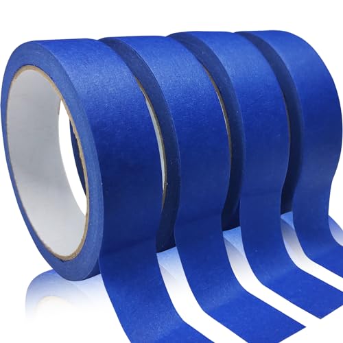 4 Rolls Premium Painters Tape, Blue Tape, Masking Master Tape, Paint Tape for Multi-Purpose, Painting, Painter's, DIY Crafts Arts, Decoration, Labeling, Home, No Residue, Easy Removal (4*0.94IN*65FT)