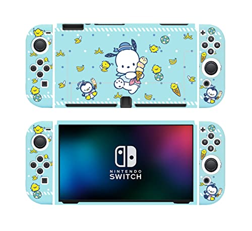 RELMUD Protective Case for Nintendo Switch OLED - Pochacco Banana Ice Cream - Soft Anti-Scratch Shock-Absorption Slim Cover Shell for Nitendo Switch OLED Console