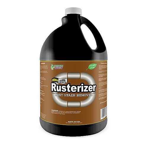 Green Bean Buddy Rusterizer Concrete Rust Removal without Heavy Scrubbing, Sprinkler Stain Remover, Calcium & Lime Cleaner, 1 Gallon