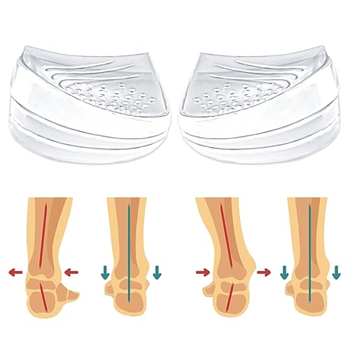 Skyfoot 3 Layers Adjustable Heel Wedge Inserts for Supination & Pronation Correction, Adhesive Medial & Lateral Heel Insoles for Bow Legs, Knee Pain, Foot Alignment (S: W 4-7.5 | M 6-7, Crystal)