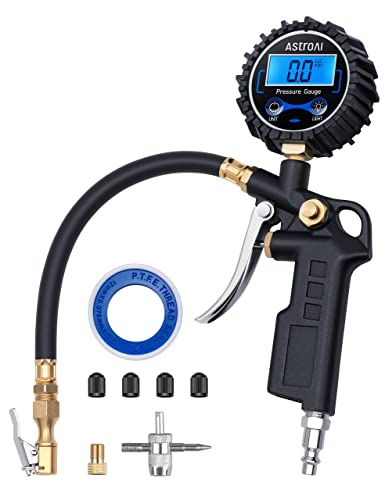 AstroAI Digital Tire Pressure Gauge with Inflator, 250 PSI Air Chuck & Compressor Accessories Heavy Duty with Quick Connect Coupler, 0.1 Display Resolution, Car Accessories, 1pack