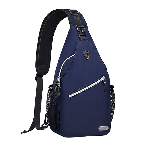 MOSISO Sling Backpack, Multipurpose Crossbody Shoulder Bag Travel Hiking Daypack, Navy Blue, Medium