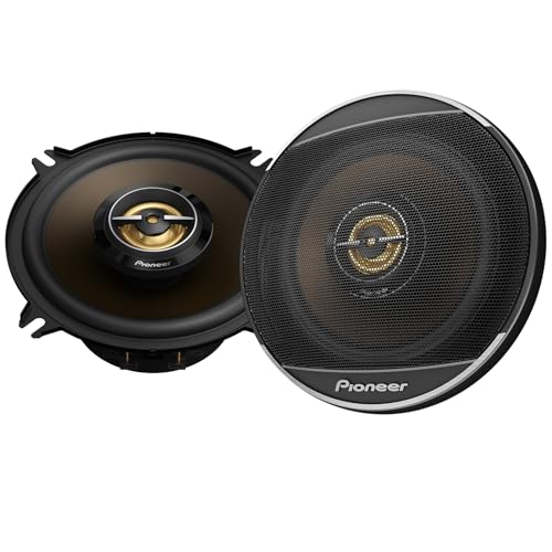 PIONEER A-Series MAX TS-A523FH, 2-Way Coaxial Car Audio Speakers, Full Range, Clear Sound Quality, Easy Installation and Enhanced Bass Response, Full Gold Colored 5-1/8” Round Speakers