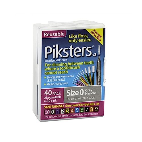 Piksters Interdental Brushes (40 Pack, Size 0 (Grey))