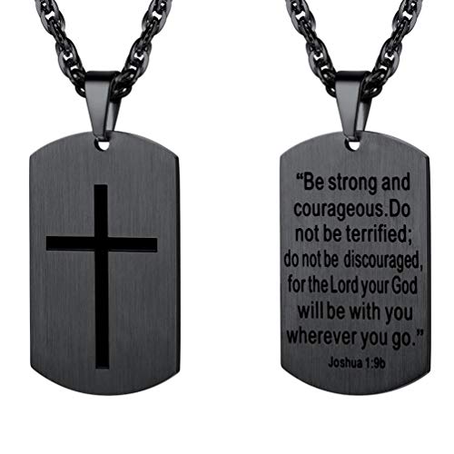 Cross Jewelry Mens Womens Necklaces Pendants Military Dog Tag Dogtag Inspirational Necklace Gifts for Men Stainless Steel Chain