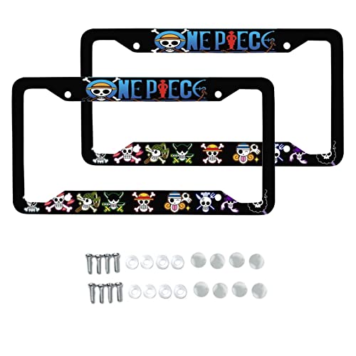 Anime License Plate Frame 2 Pcs Set Cartoon License Plate Covers Quality Aluminum Composite Design Car Accessories with 4 Holes and Screws, 12.3x6.3 Inch(Color: Style 5)