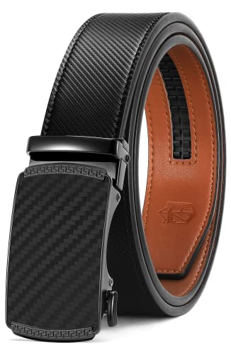 Zitahli Belt Men, Ratchet Belt Dress with 1 3/8' Premium Leather,Slide Belt with Easier Adjustable Automatic Buckle,Trim to Fit Size 30'-36'