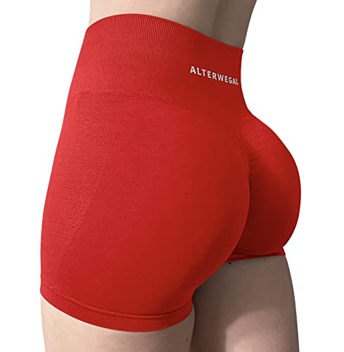ALTERWEGAL Amplify Seamless Workout Shorts Intensify Women's Yoga Shorts High Waist Scrunch Athletic Gym Running Sports Fitness Shorts Ardent Red