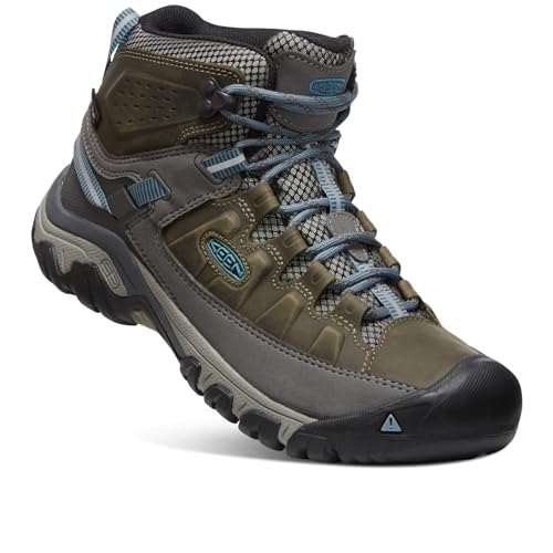 KEEN Women's Targhee 3 Mid Height Waterproof Hiking Boots, Magnet/Atlantic Blue, 7.5