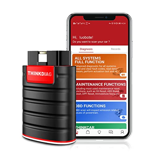 Thinkdiag OBD2 Scanner Bluetooth, All System Bidirectional scan Tool OE Level Diagnostic Tool with ECU Coding,15+ Service Functions, FCA AutoAuth, All Software 1 Year Free fits for iPhone & Android